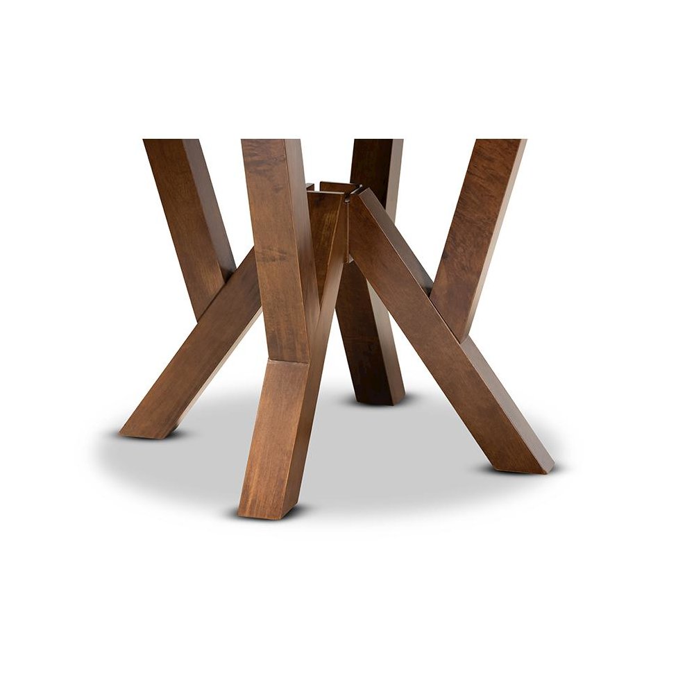 Walnut Brown Finished 35-Inch-Wide Round Wood Dining Table