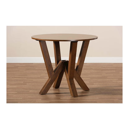 Walnut Brown Finished 35-Inch-Wide Round Wood Dining Table