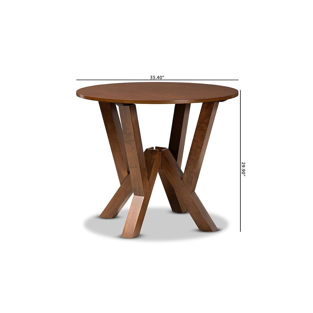 Walnut Brown Finished 35-Inch-Wide Round Wood Dining Table