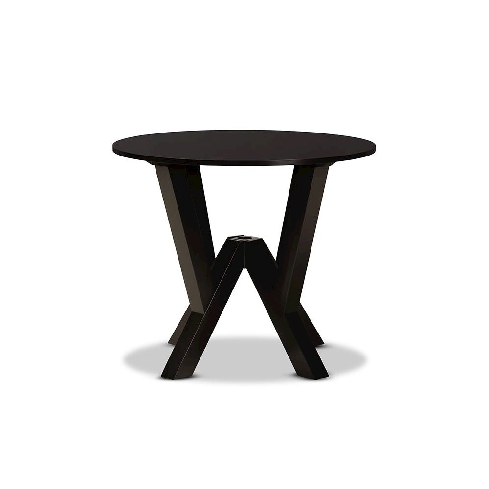 Dark Brown Finished 35-Inch-Wide Round Wood Dining Table