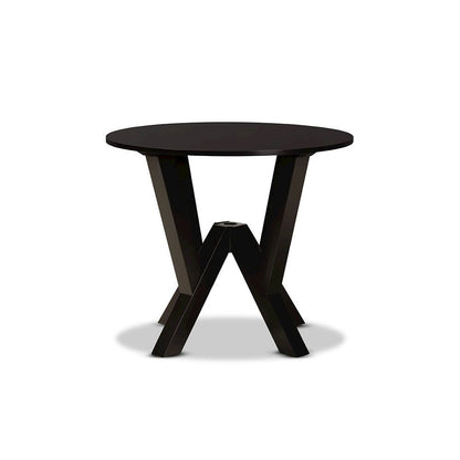 Dark Brown Finished 35-Inch-Wide Round Wood Dining Table