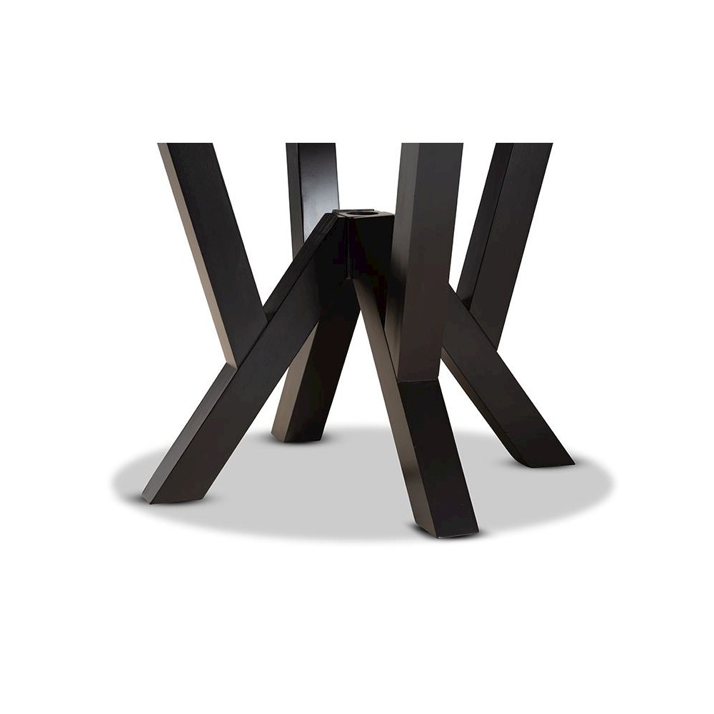 Dark Brown Finished 35-Inch-Wide Round Wood Dining Table