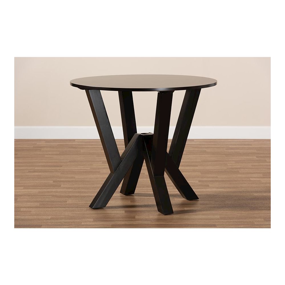 Dark Brown Finished 35-Inch-Wide Round Wood Dining Table