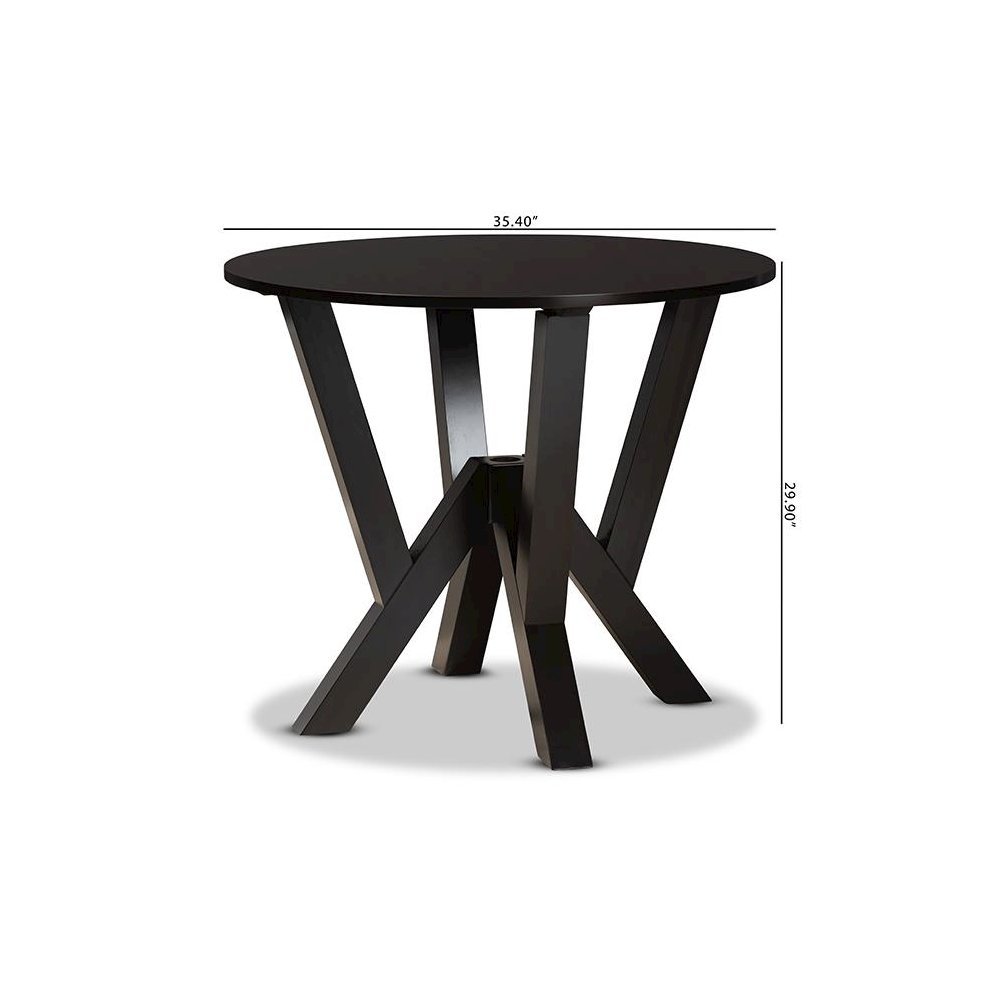 Dark Brown Finished 35-Inch-Wide Round Wood Dining Table
