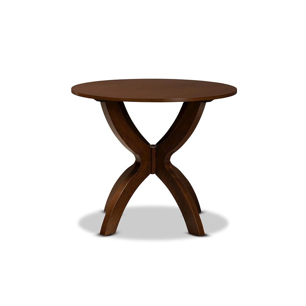 Walnut Brown Finished 35-Inch-Wide Round Wood Dining Table