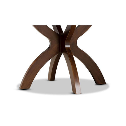 Walnut Brown Finished 35-Inch-Wide Round Wood Dining Table