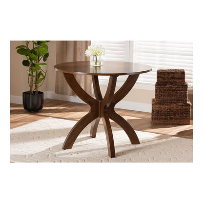Walnut Brown Finished 35-Inch-Wide Round Wood Dining Table