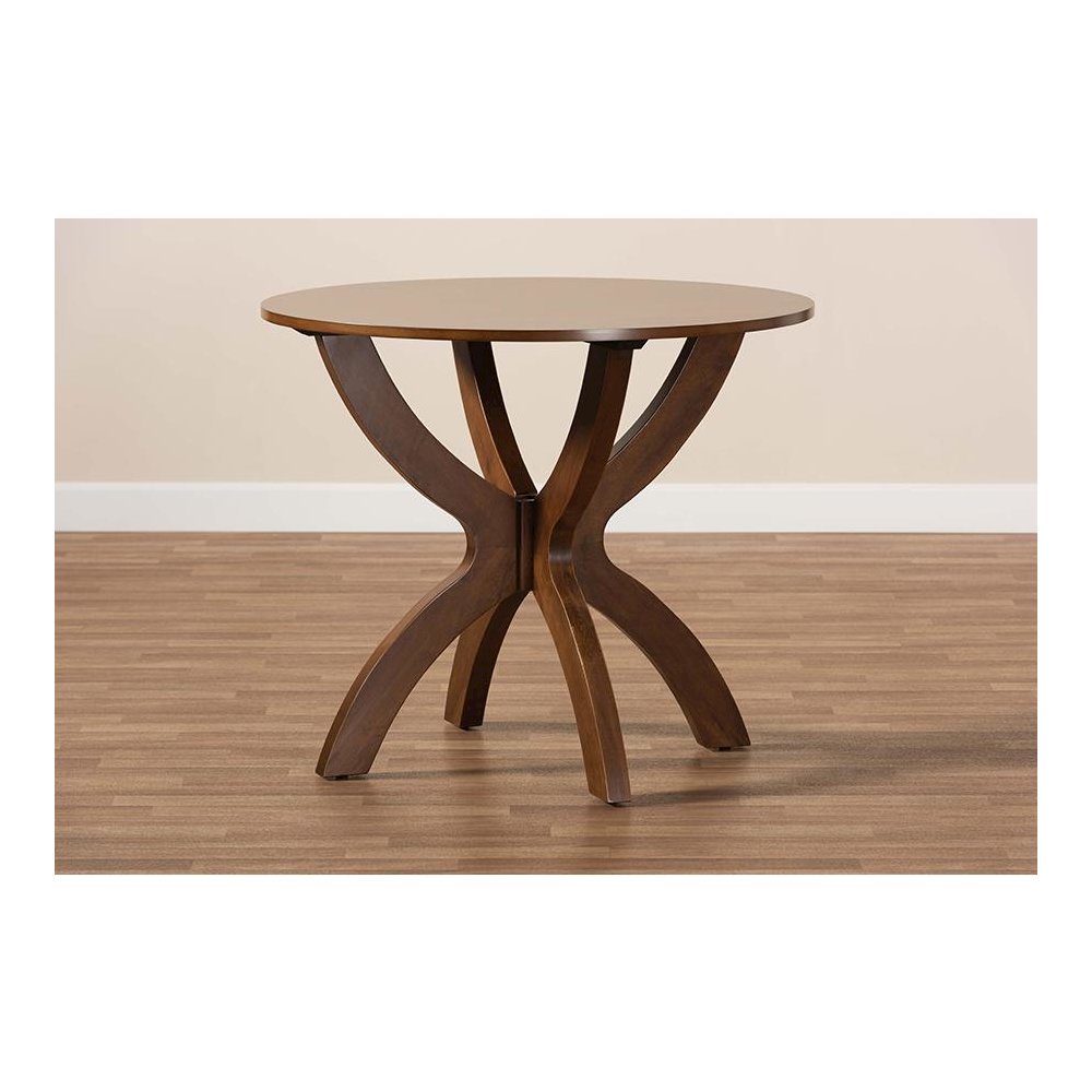 Walnut Brown Finished 35-Inch-Wide Round Wood Dining Table