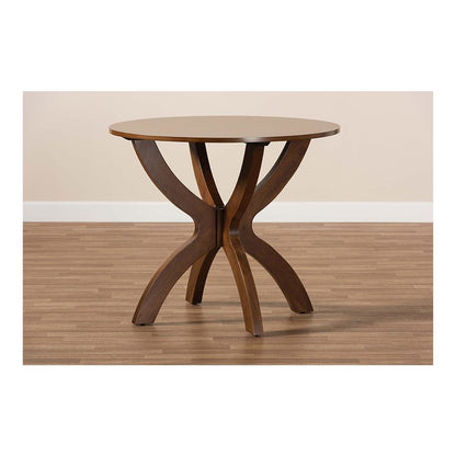 Walnut Brown Finished 35-Inch-Wide Round Wood Dining Table