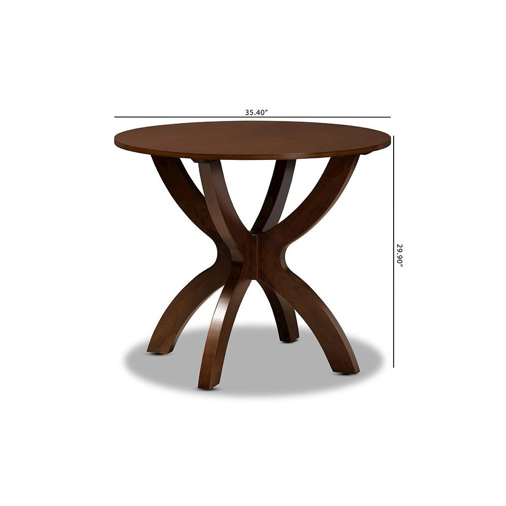 Walnut Brown Finished 35-Inch-Wide Round Wood Dining Table