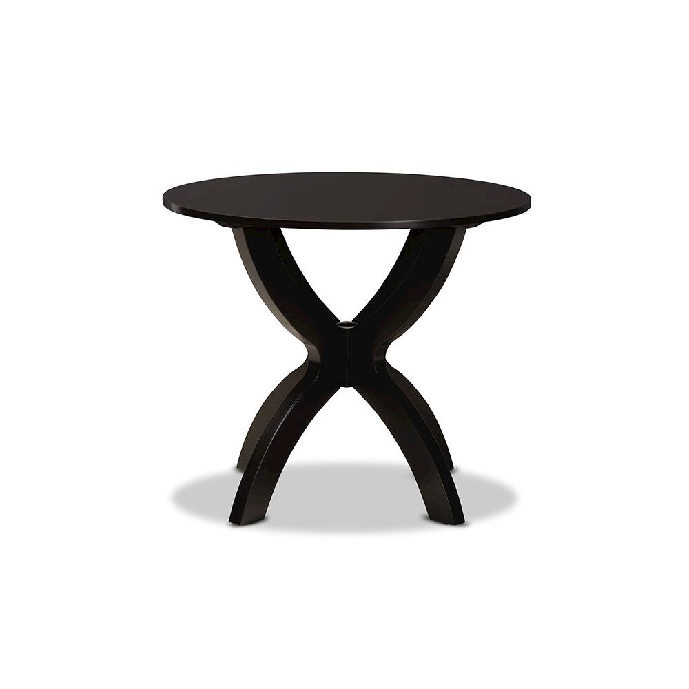 Dark Brown Finished 35-Inch-Wide Round Wood Dining Table