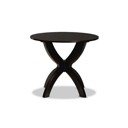Dark Brown Finished 35-Inch-Wide Round Wood Dining Table