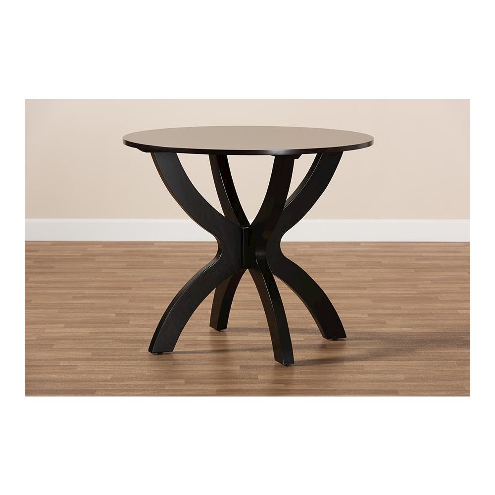Dark Brown Finished 35-Inch-Wide Round Wood Dining Table