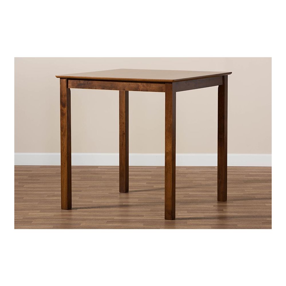 Walnut Brown Finished Wood Counter Height Pub Table