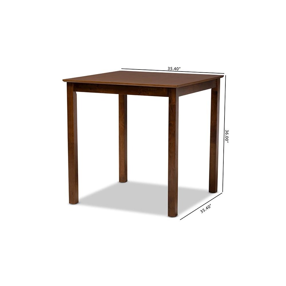 Walnut Brown Finished Wood Counter Height Pub Table