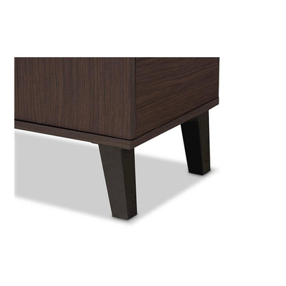 Two-Tone Dark Brown and Grey Finished Wood 2-Door Shoe Cabinet