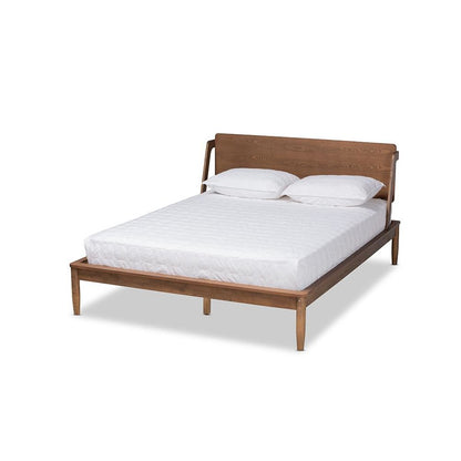 Sadler Mid-Century Modern Ash Walnut Brown Finished Wood Full Size Platform Bed