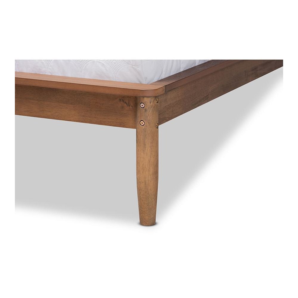 Sadler Mid-Century Modern Ash Walnut Brown Finished Wood Full Size Platform Bed