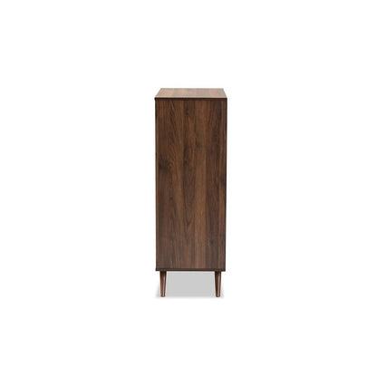 Two-Tone Grey and Walnut Finished Wood 5-Drawer Bedroom Chest