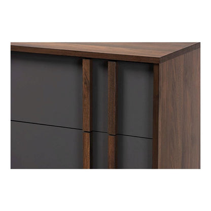 Two-Tone Grey and Walnut Finished Wood 5-Drawer Bedroom Chest