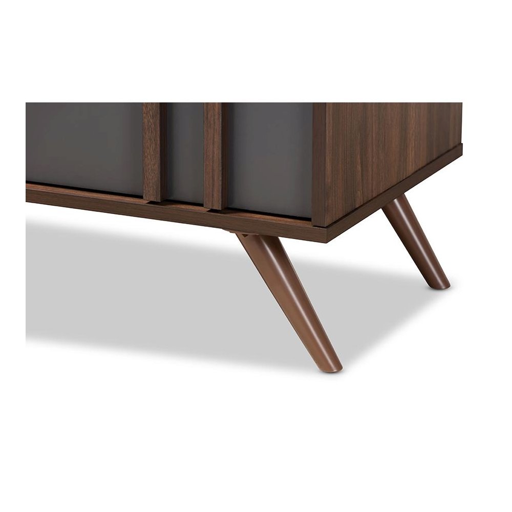 Two-Tone Grey and Walnut Finished Wood 5-Drawer Bedroom Chest