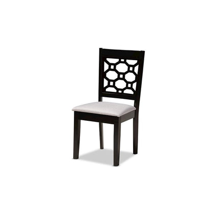 Grey Fabric Upholstered and Dark Brown Finished Wood 6-Piece Dining Set