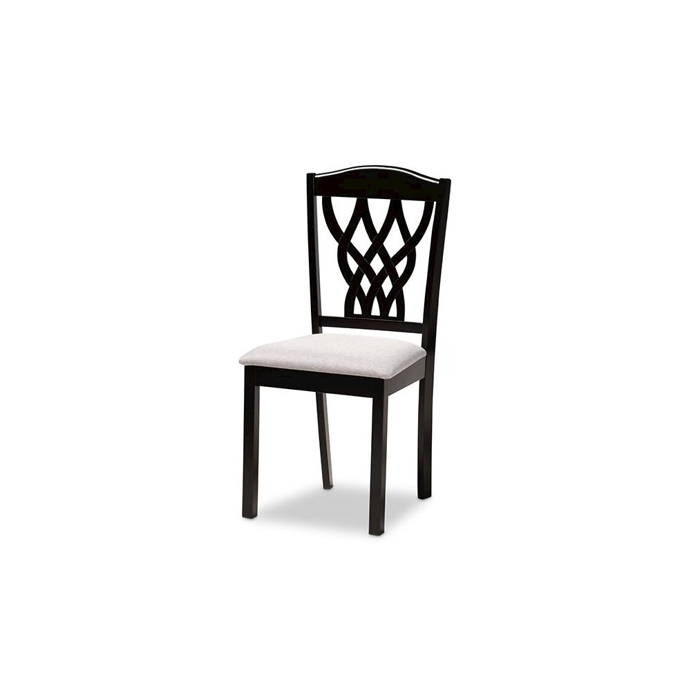 Grey Fabric Upholstered and Dark Brown Finished Wood 7-Piece Dining Set