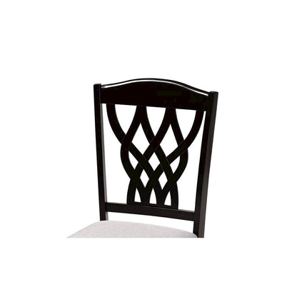 Grey Fabric Upholstered and Dark Brown Finished Wood 7-Piece Dining Set
