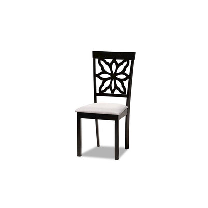 Grey Fabric Upholstered and Dark Brown Finished Wood 7-Piece Dining Set
