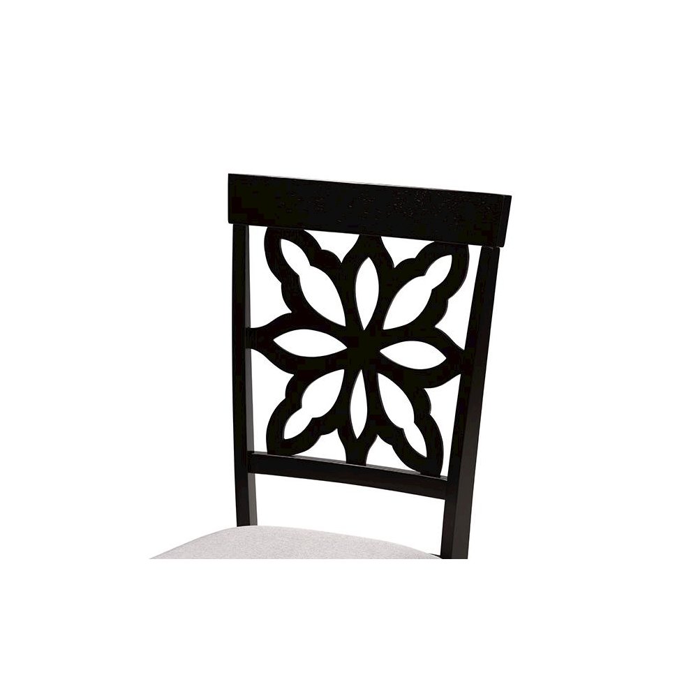 Grey Fabric Upholstered and Dark Brown Finished Wood 7-Piece Dining Set