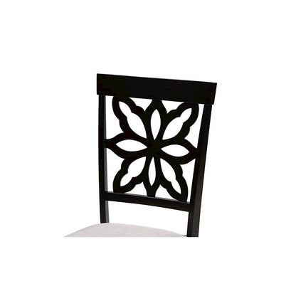 Grey Fabric Upholstered and Dark Brown Finished Wood 7-Piece Dining Set