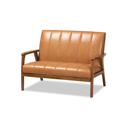 Modern Upholstered and Walnut Brown finished Wood 3-Piece Living Room Set
