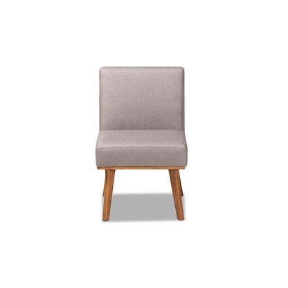 Grey Fabric Upholstered and Walnut Brown Finished Wood Dining Chair