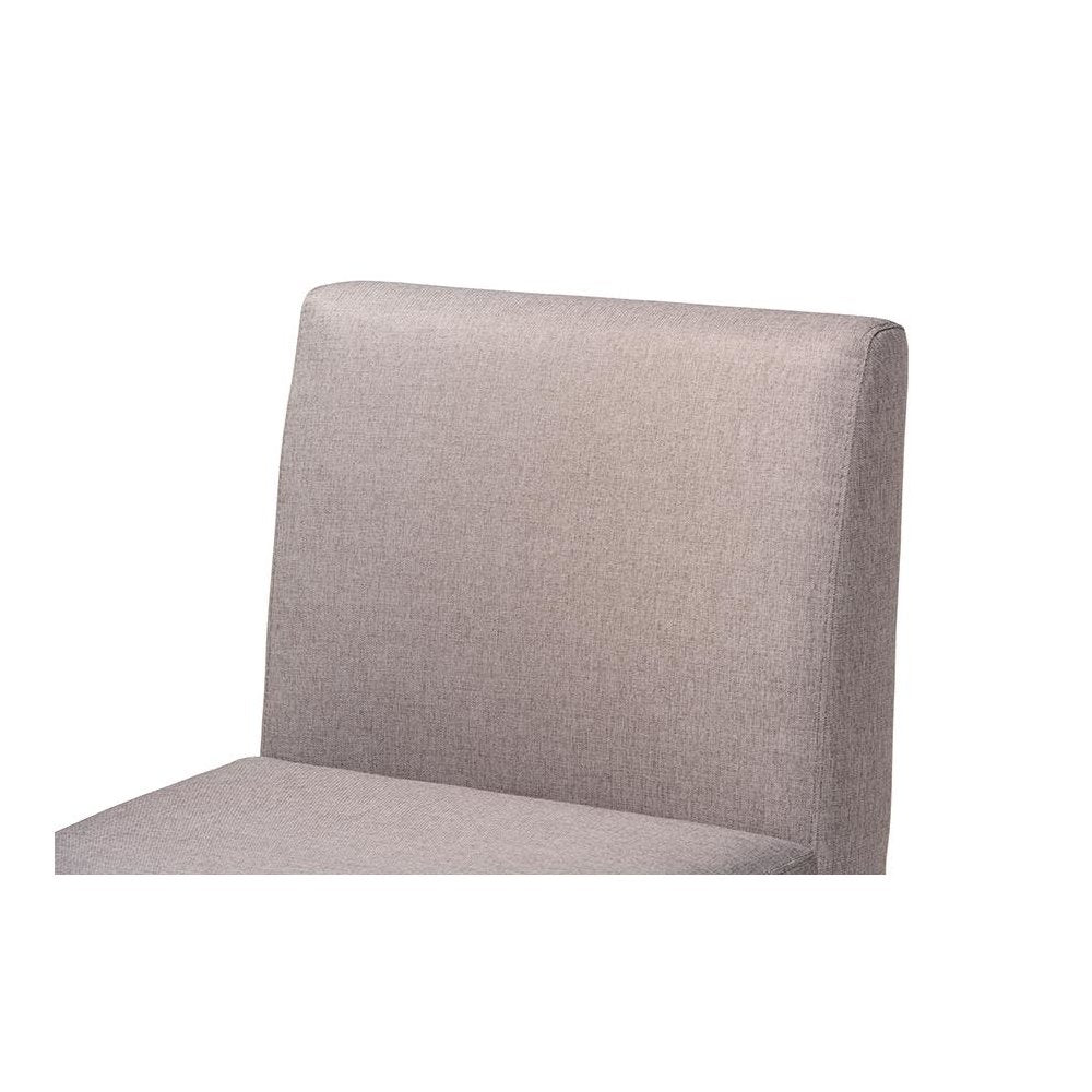 Grey Fabric Upholstered and Walnut Brown Finished Wood Dining Chair