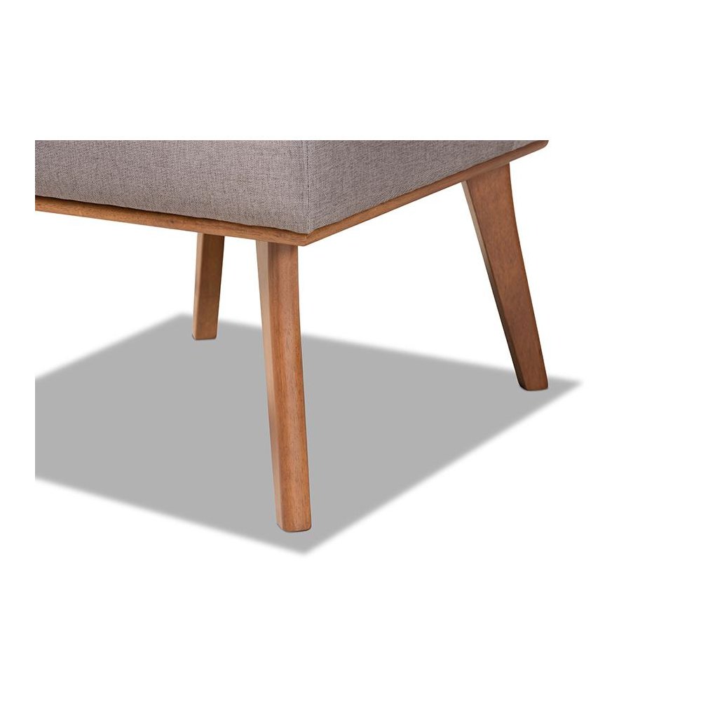 Grey Fabric Upholstered and Walnut Brown Finished Wood Dining Chair