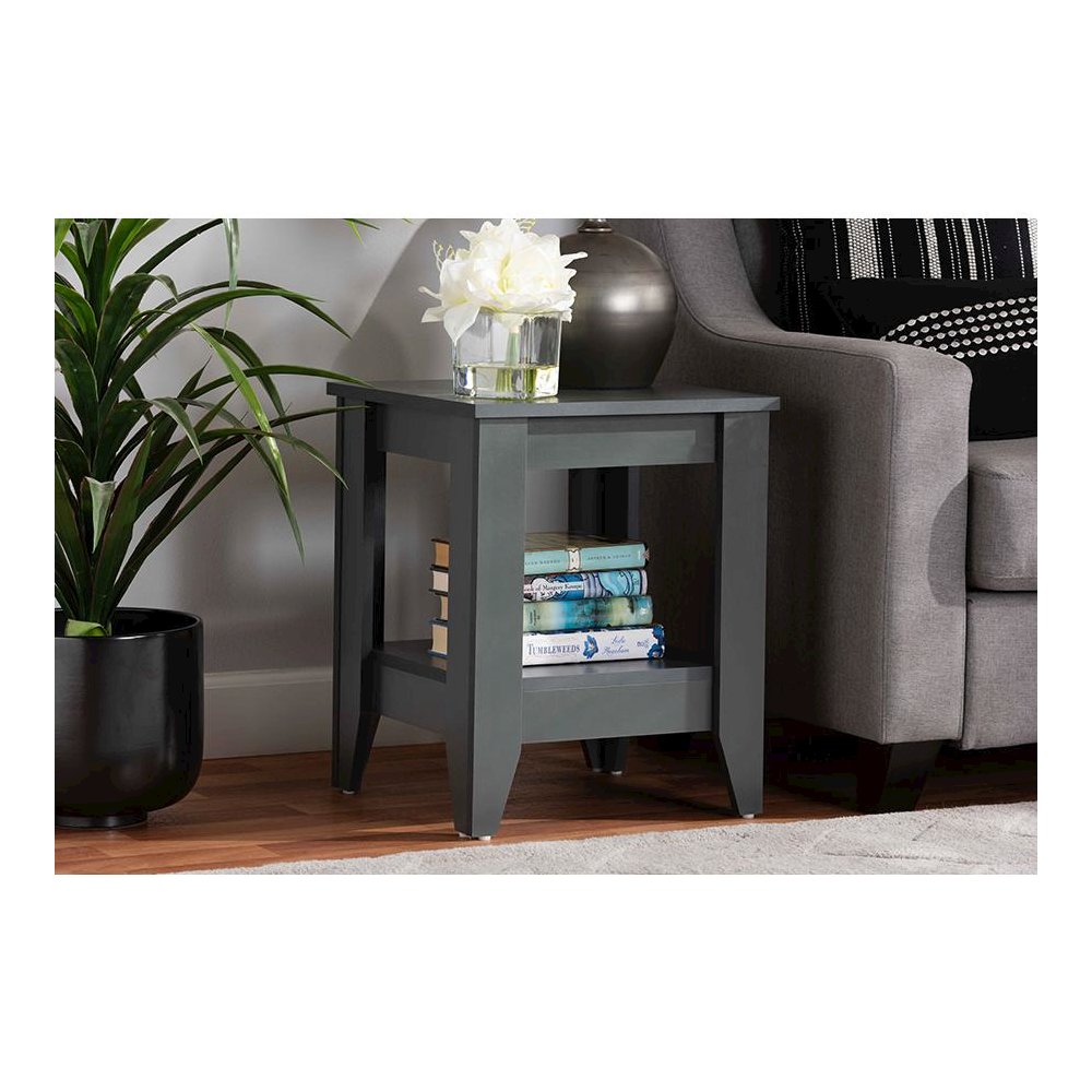 Audra Modern and Contemporary Grey Finished Wood Living Room End Table