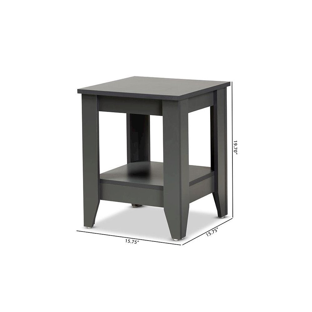 Audra Modern and Contemporary Grey Finished Wood Living Room End Table