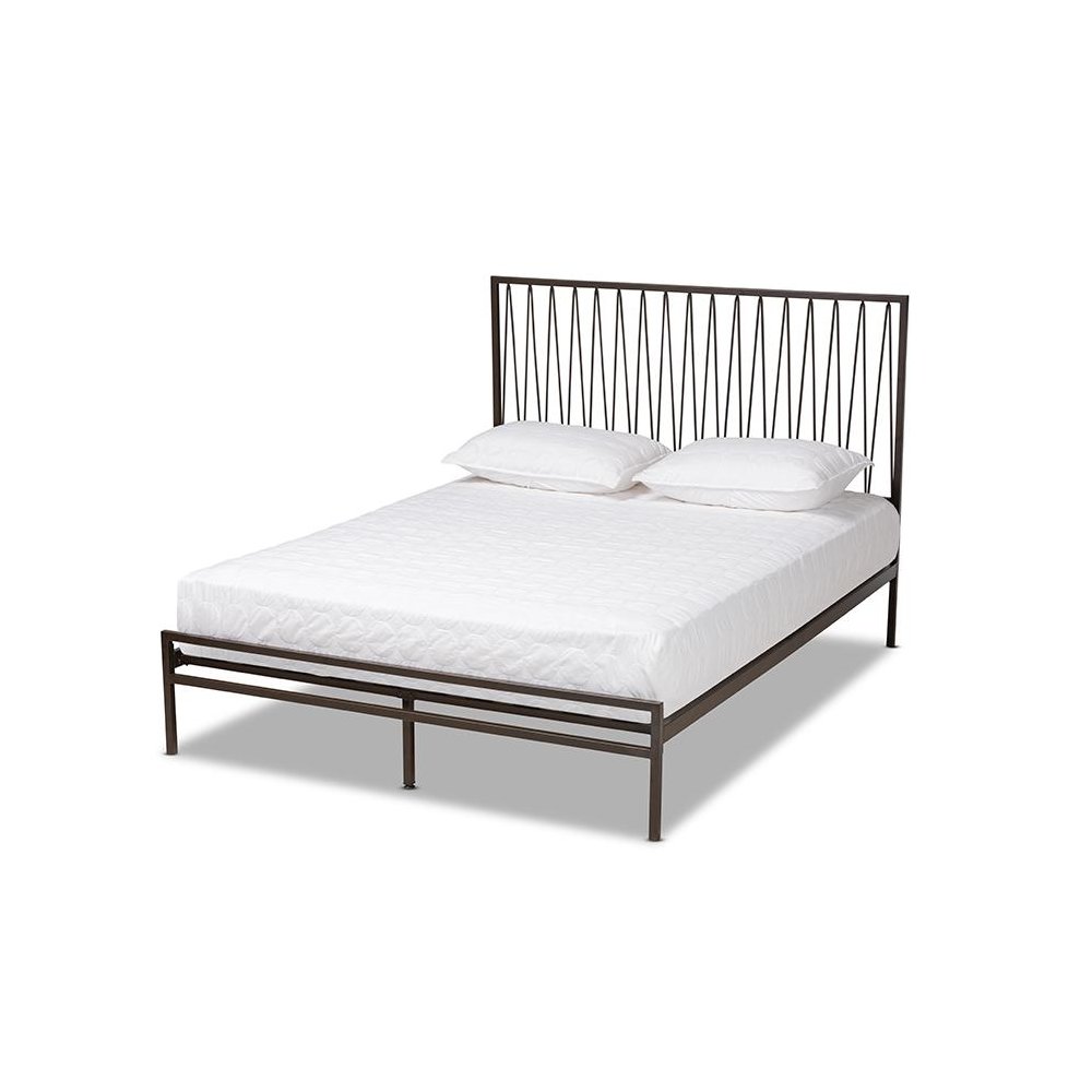 Black Bronze Finished Metal Full Size Platform Bed