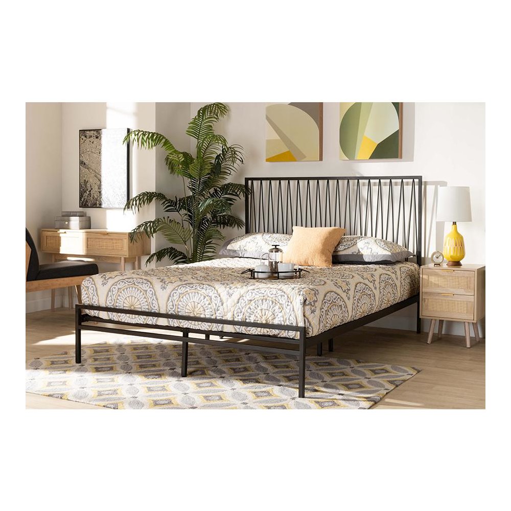Black Bronze Finished Metal Full Size Platform Bed