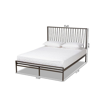 Black Bronze Finished Metal Full Size Platform Bed