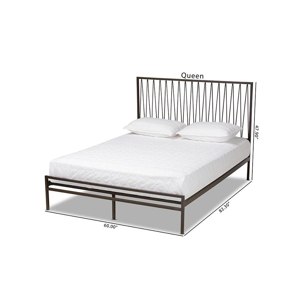 Black Bronze Finished Metal Full Size Platform Bed