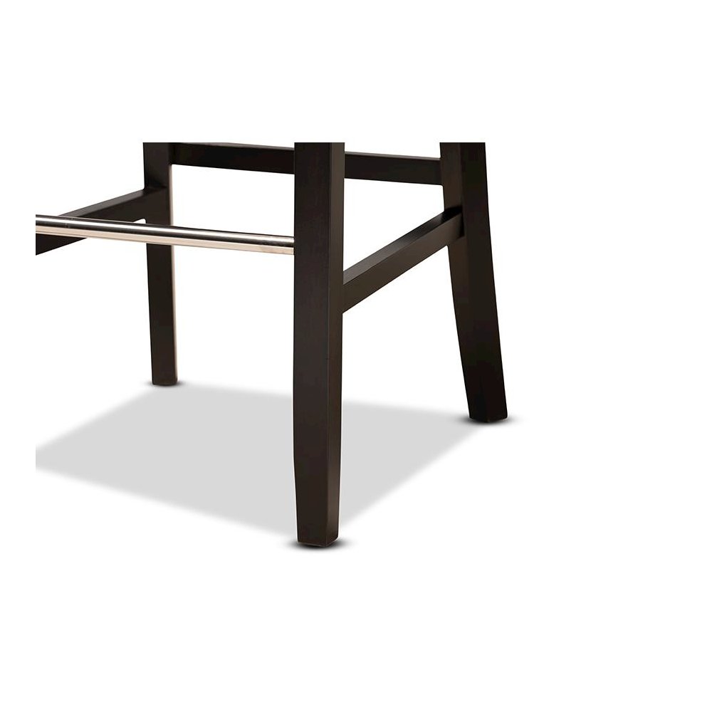 Dark Brown Finished Wood 2-Piece Bar Stool Set