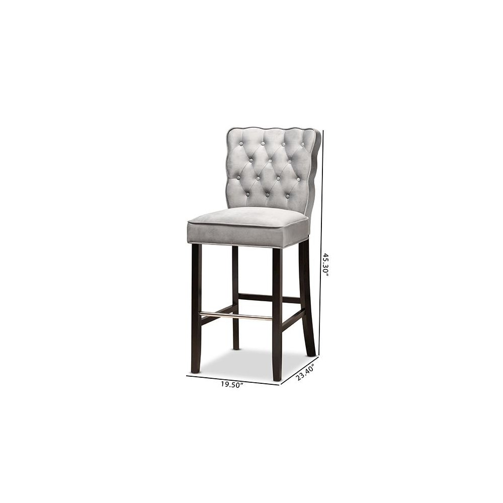 Dark Brown Finished Wood 2-Piece Bar Stool Set