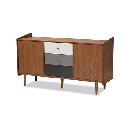 Grey Gradient Finished Wood 2-Door Dining Room Sideboard Buffet