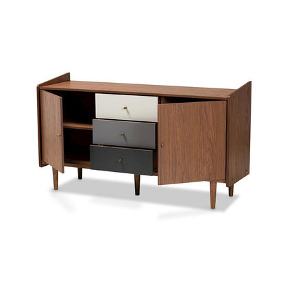 Grey Gradient Finished Wood 2-Door Dining Room Sideboard Buffet