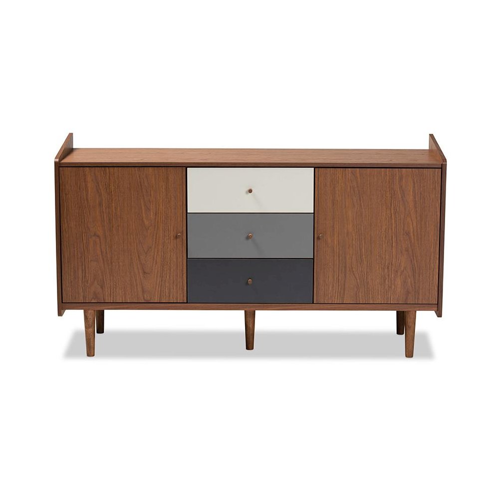 Grey Gradient Finished Wood 2-Door Dining Room Sideboard Buffet