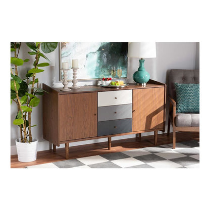 Grey Gradient Finished Wood 2-Door Dining Room Sideboard Buffet