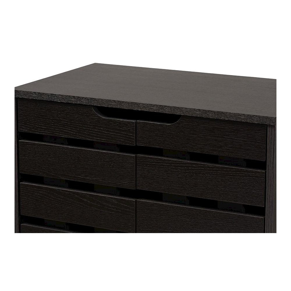 Dark Brown Finished Wood 2-Door Shoe Storage Cabinet