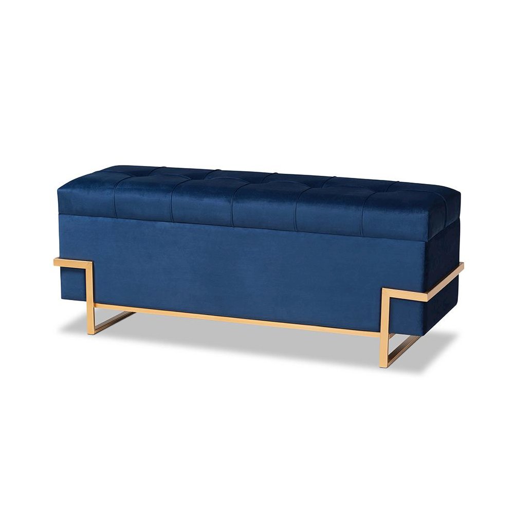 Gold Metal Finished Storage Ottoman