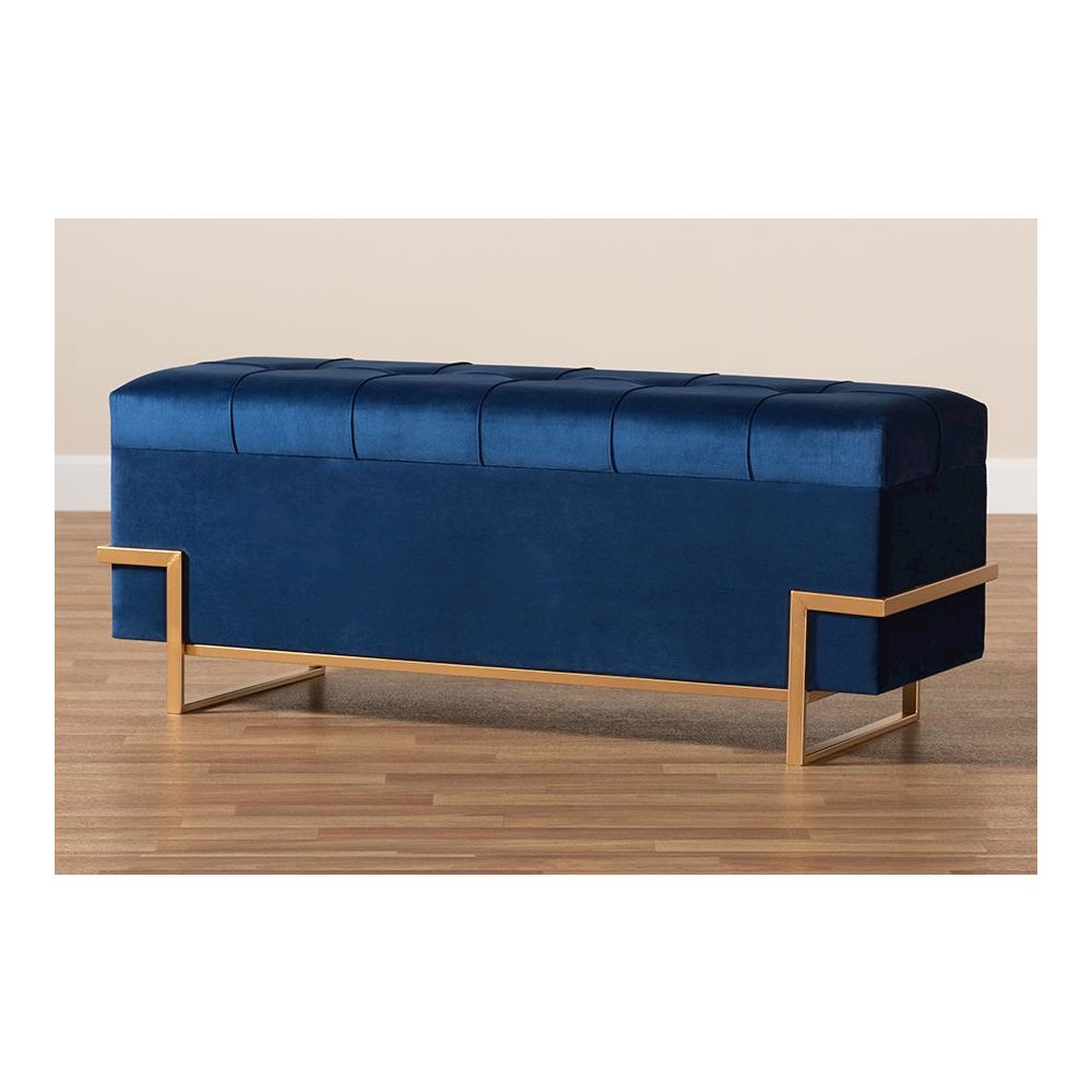 Gold Metal Finished Storage Ottoman